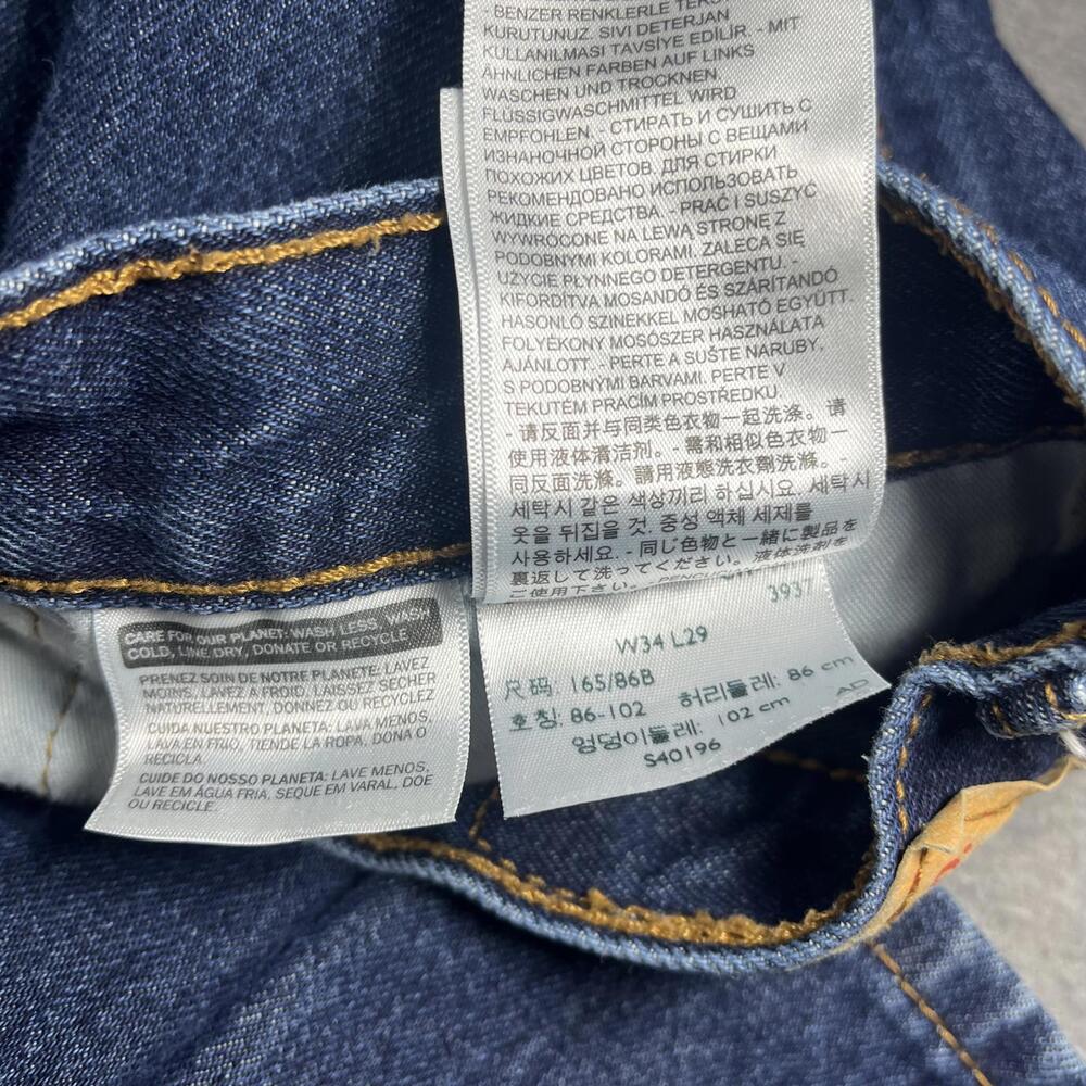 Levi's 505 Regular Fit Men’s 34 x 29 Blue Denim Dark Wash Jeans W34 L32 Pants - Picture 4 of 7